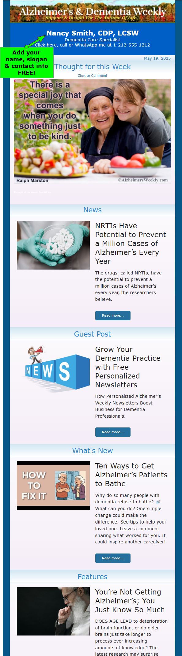 Alzheimer's & Dementia Weekly Newsletter